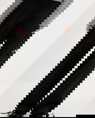 Karl Lagerfeld Jeans pantaloni culoarea negru, lat, high waist, A3W10081