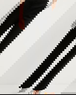 Karl Lagerfeld pantaloni culoarea negru, drept, high waist, A3W10095