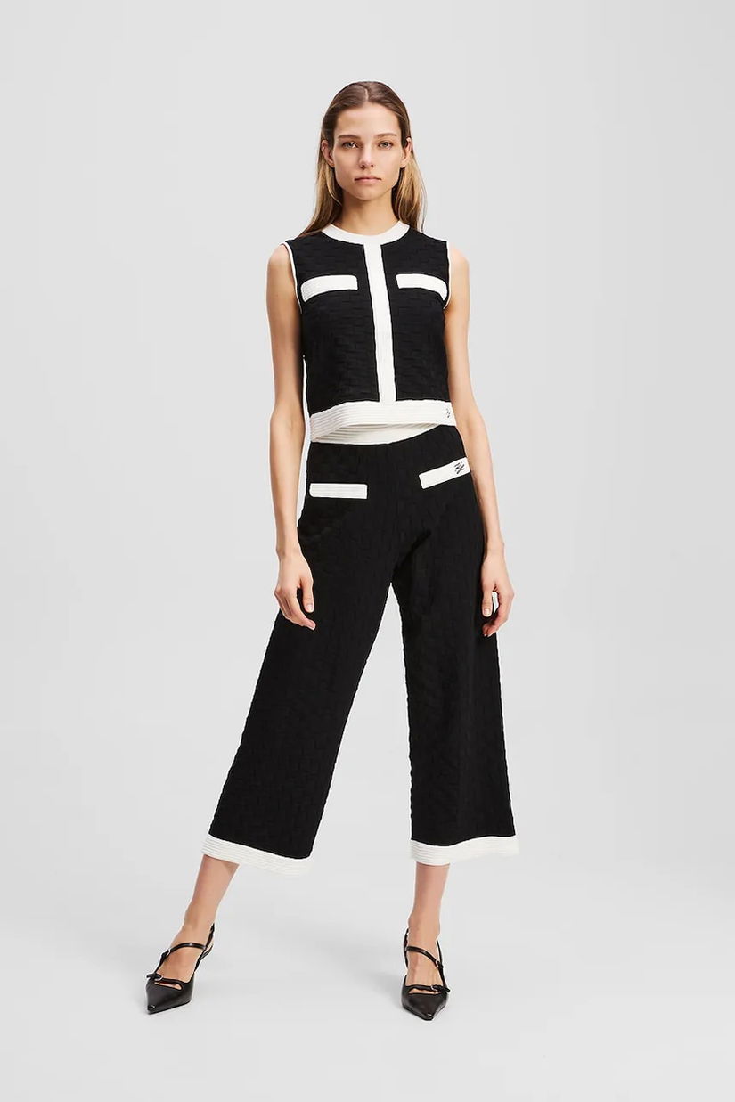 Karl Lagerfeld pantaloni culoarea negru, drept, high waist, A3W10103