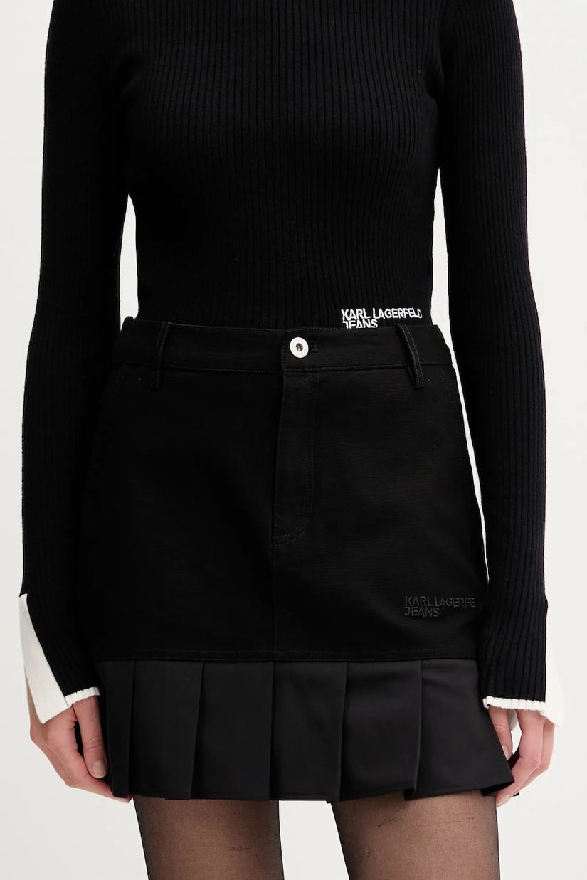 Karl Lagerfeld Jeans fustă culoarea negru, mini, evazati, A3W12012