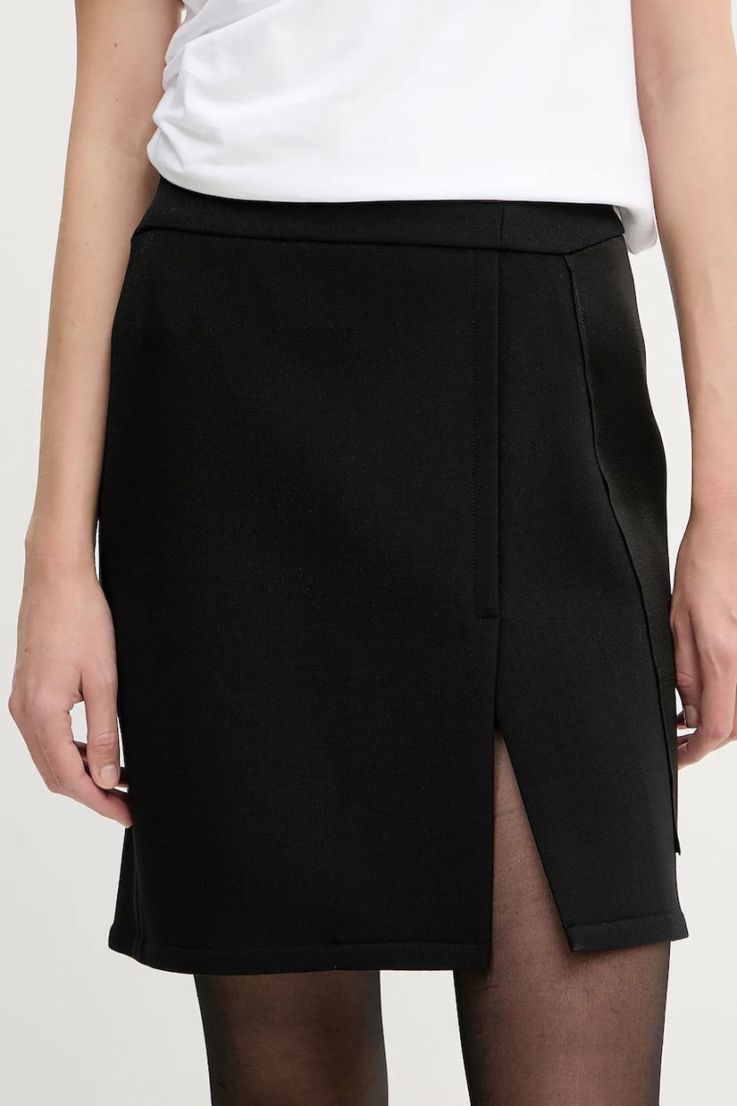 Victoria Beckham fustă din amestec de lână culoarea negru, mini, drept, 1325WSK006593B