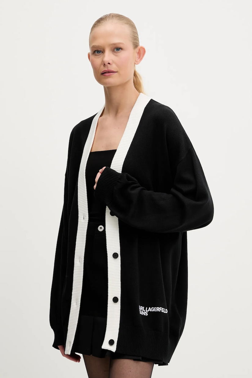 Karl Lagerfeld Jeans cardigan culoarea negru, light, A3W18008