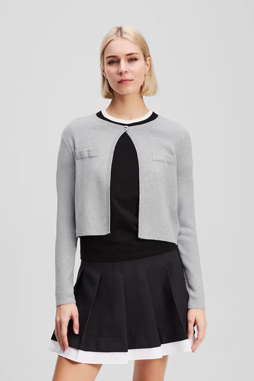 Karl Lagerfeld cardigan din amestec de lână culoarea gri, light, A3W18033