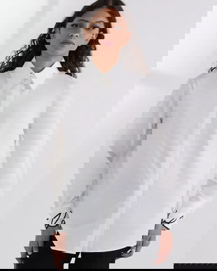 Karl Lagerfeld cămașă din bumbac culoarea alb, cu guler clasic, regular, A3W11023