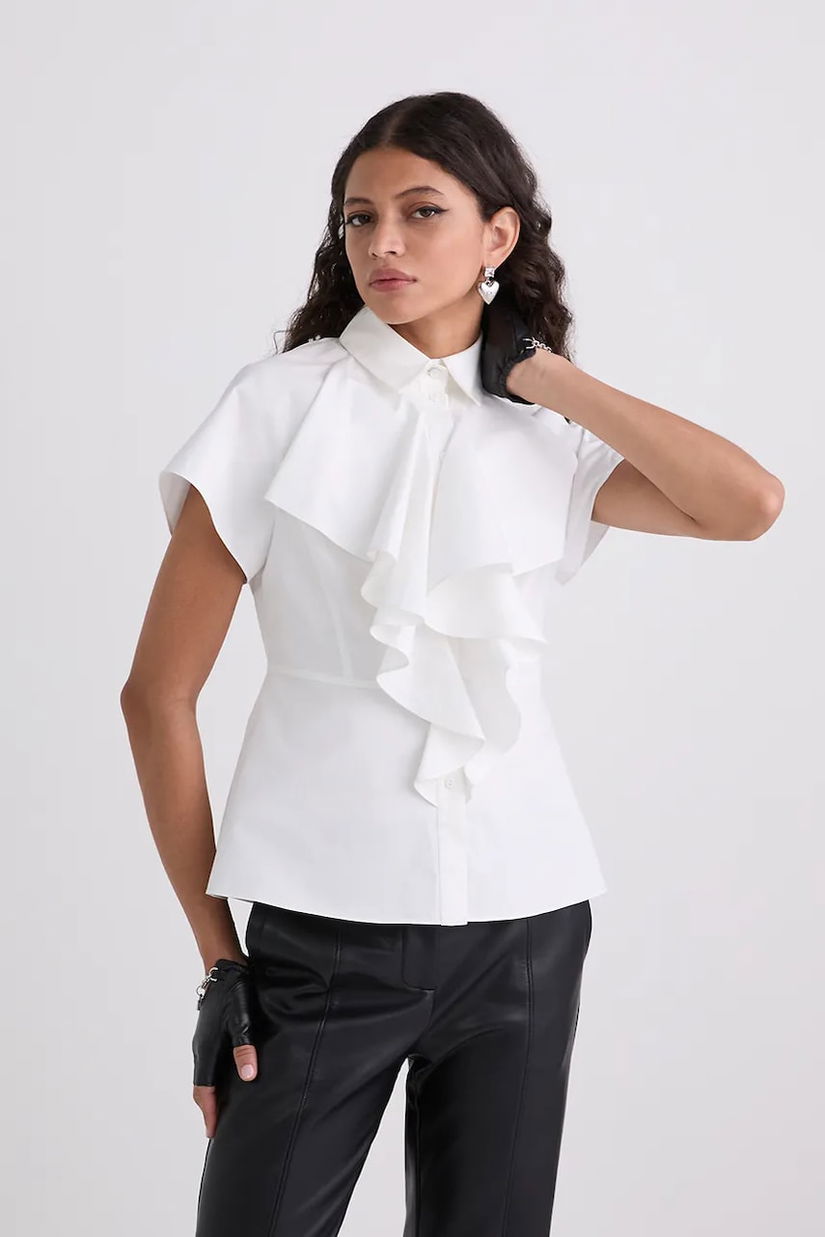 Karl Lagerfeld cămașă din bumbac culoarea alb, cu guler clasic, slim, A3W11035