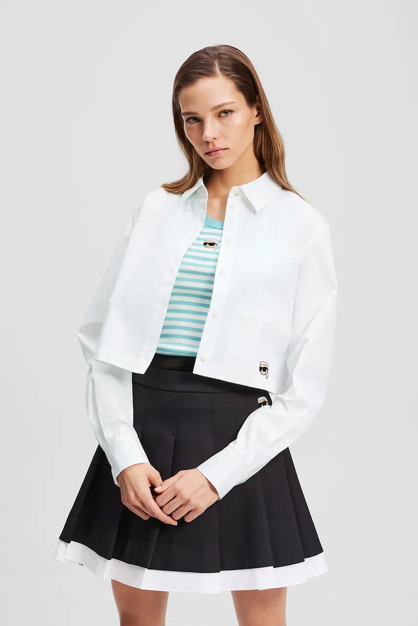 Karl Lagerfeld cămașă din bumbac culoarea alb, cu guler clasic, regular, A3W11030