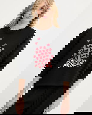 Karl Lagerfeld hanorac de bumbac culoarea negru, cu imprimeu, A3W20006