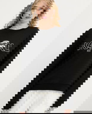 Karl Lagerfeld hanorac de bumbac IKON culoarea negru, cu imprimeu, A3W20056