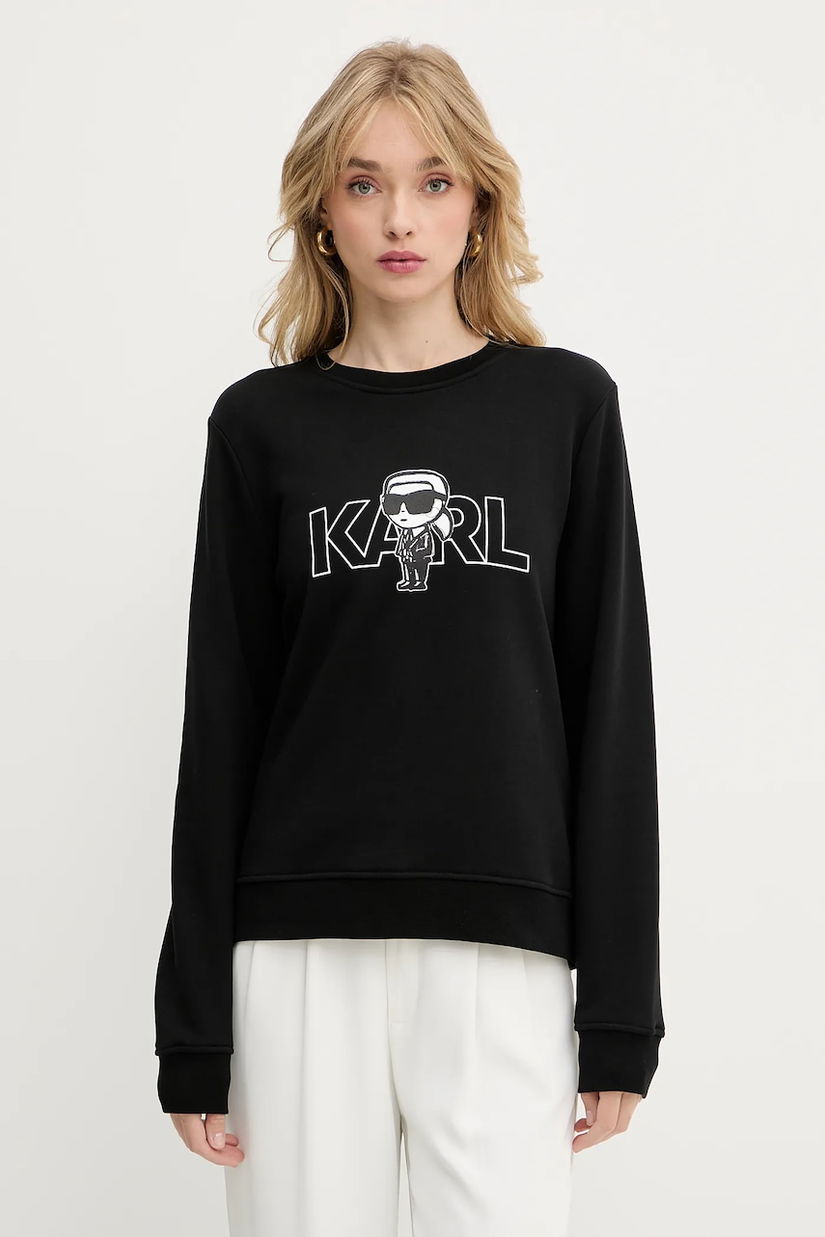 Karl Lagerfeld hanorac de bumbac culoarea negru, cu imprimeu, A3W20056