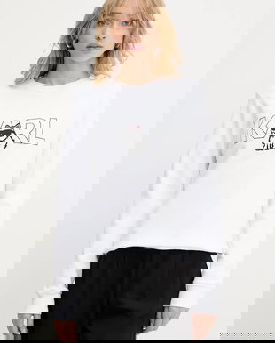 Karl Lagerfeld hanorac de bumbac IKON culoarea alb, cu imprimeu, A3W20056