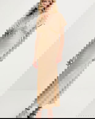 Answear Lab rochie culoarea bej, maxi, evazati