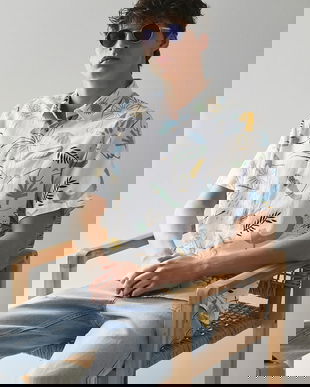 Medicine camasa din amestec de in cu guler clasic, regular