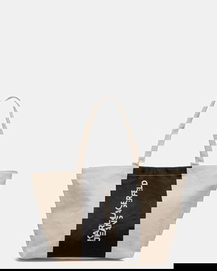 Karl Lagerfeld Jeans geantă de bumbac culoarea bej, A3W50067