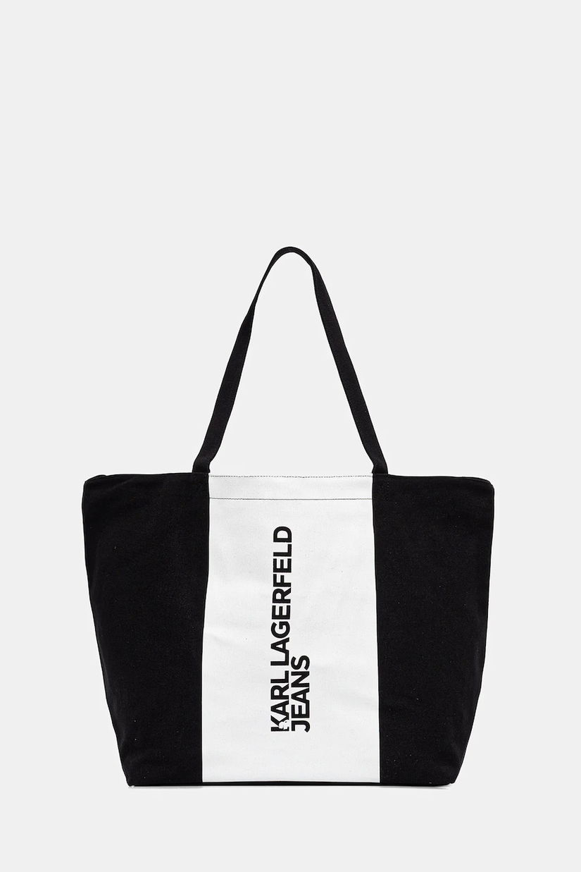 Karl Lagerfeld Jeans geantă de bumbac culoarea negru, A3W50067