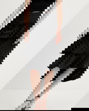 Answear Lab fustă din bumbac culoarea negru, midi, evazati