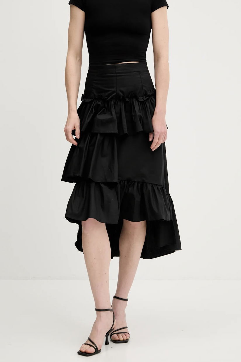 Answear Lab fustă din bumbac culoarea negru, midi, evazati