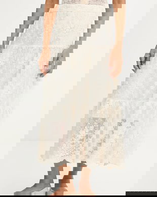 Answear Lab fustă culoarea bej, midi, evazati