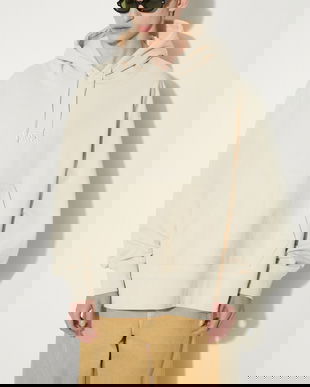 Vans hanorac de bumbac Premium Standards Baggy Fleece Po LX barbati, culoarea bej, cu glugă, neted, VN000GVSCHW1