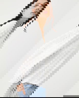 Medicine bluza din bumbac culoarea alb, cu imprimeu