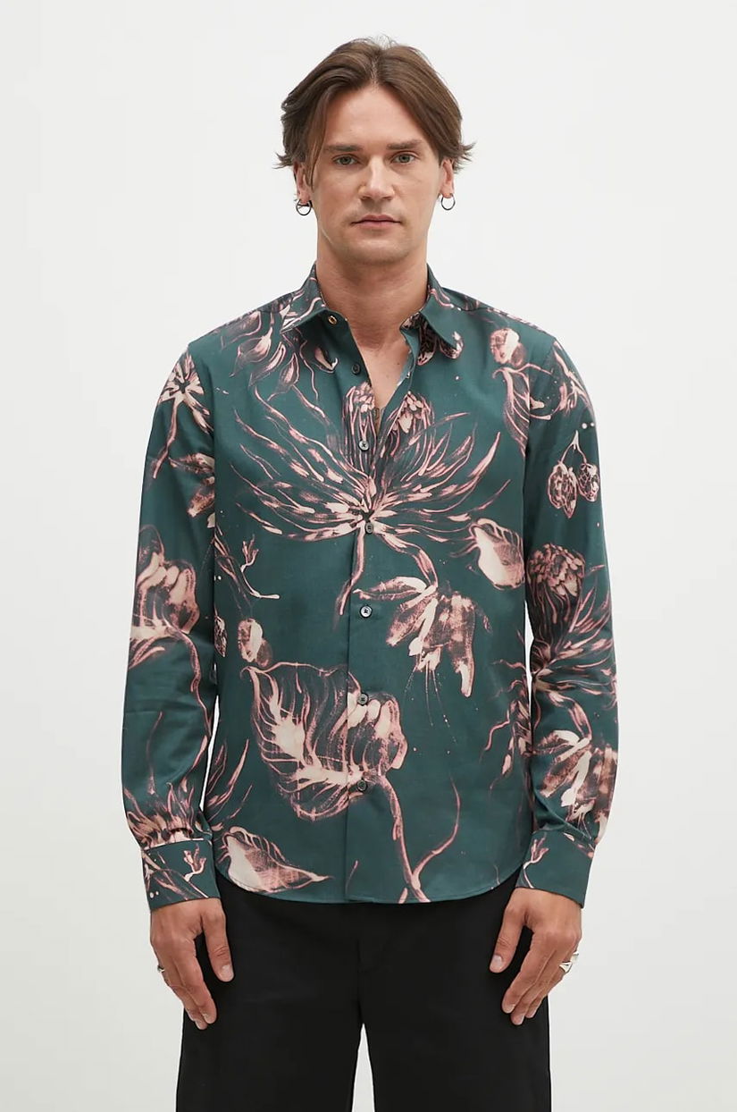 Paul Smith camasa barbati, culoarea gri, cu guler clasic, slim, M1R-006L-N02517