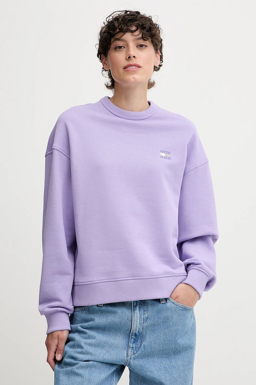 Tommy Jeans hanorac de bumbac culoarea bej, uni, DW0DW19408
