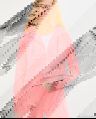 Juicy Couture bluză culoarea verde, cu glugă, cu imprimeu, JCWA122001