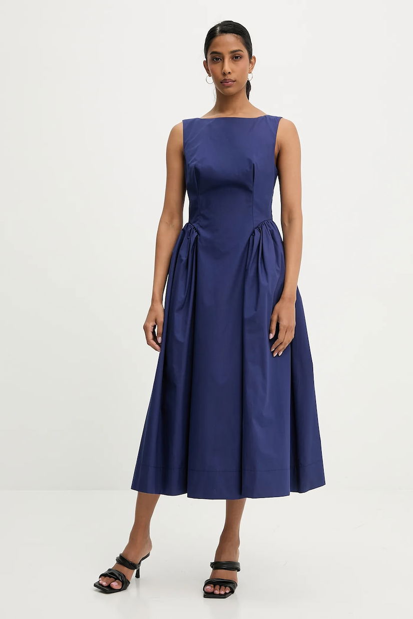 Answear Lab rochie din bumbac culoarea negru, midi, evazată