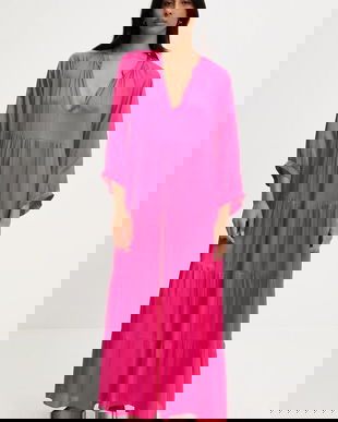 Answear Lab rochie culoarea bej, maxi, evazati