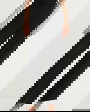 BOSS pantaloni culoarea negru, lat, high waist, 50545544