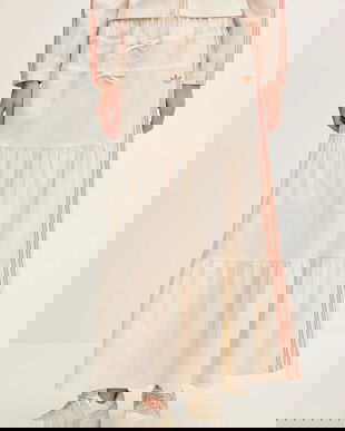 adidas Originals fustă Skirt culoarea bej, maxi, evazati, KC0768