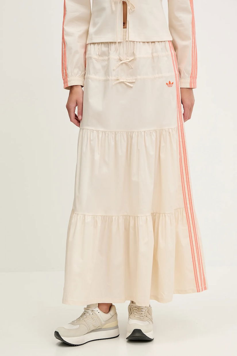 adidas Originals fustă Skirt culoarea bej, maxi, evazati, KC0768