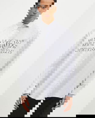 MM6 Maison Margiela camasa din bumbac barbati, culoarea alb, cu guler button-down, relaxed, SH0DT0025