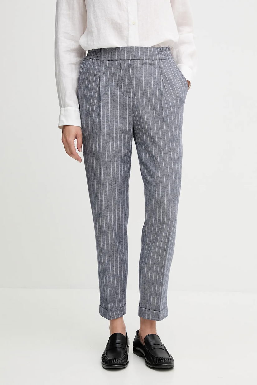 United Colors of Benetton pantaloni din amestec de in fason tigareta, high waist, 49KBDF090