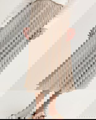 MICHAEL Michael Kors fustă culoarea bej, midi, evazati, MS570GDHCP