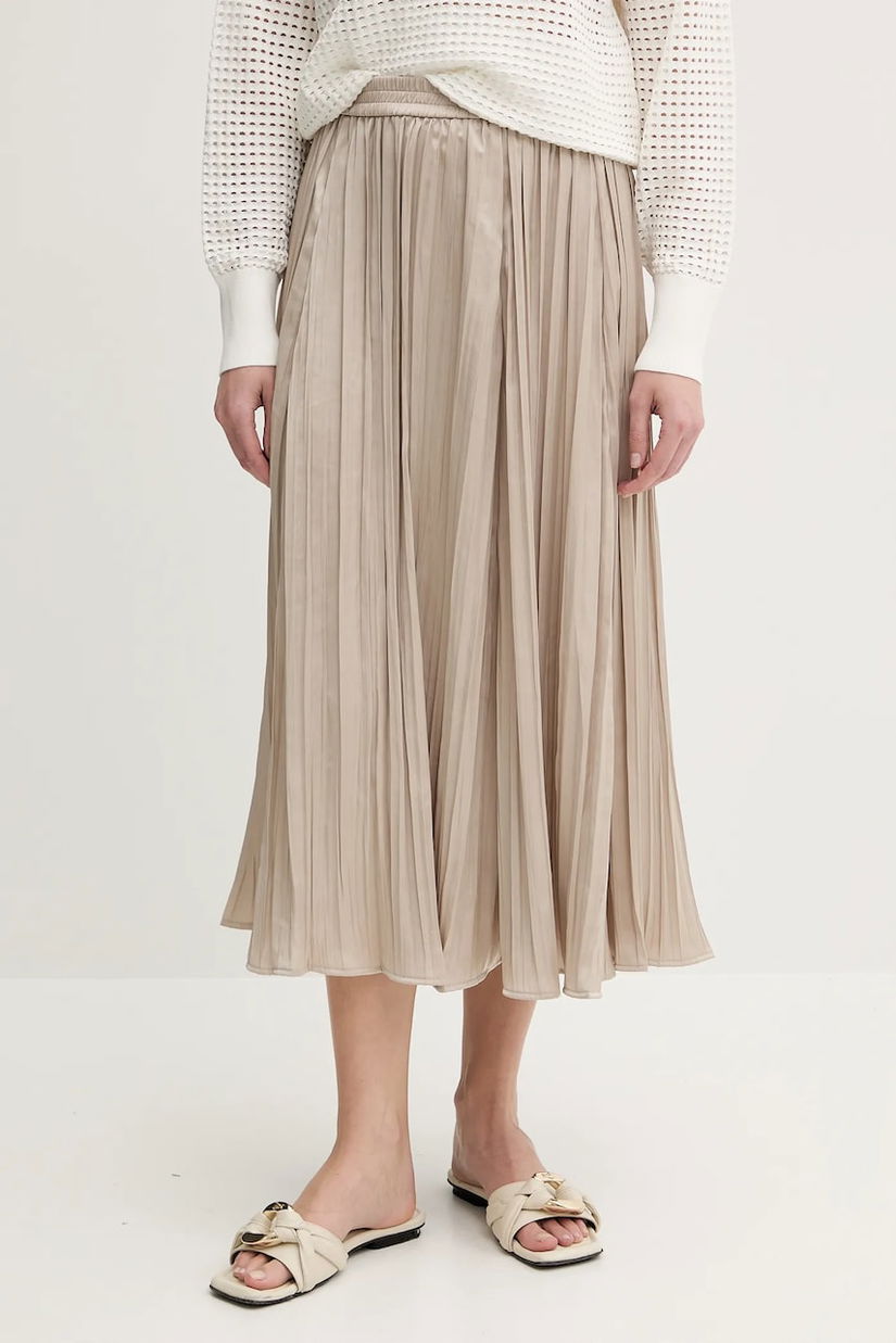 MICHAEL Michael Kors fustă culoarea bej, midi, evazati, MS570GDHCP