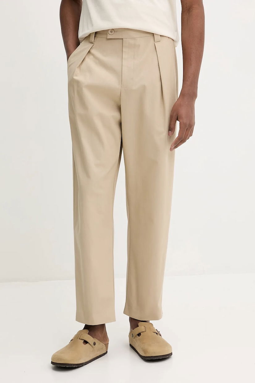 A.P.C. pantaloni de bumbac pantalon renato bărbați, culoarea bej, cu fason chinos, COHFU.H08428