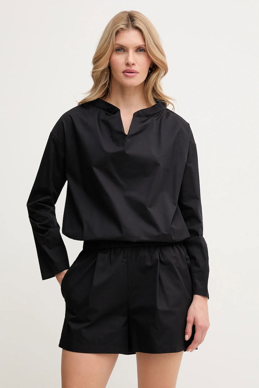 MAX&Co. salopeta din bumbac culoarea negru, bumbac, cu decolteu in v, 2518241022200