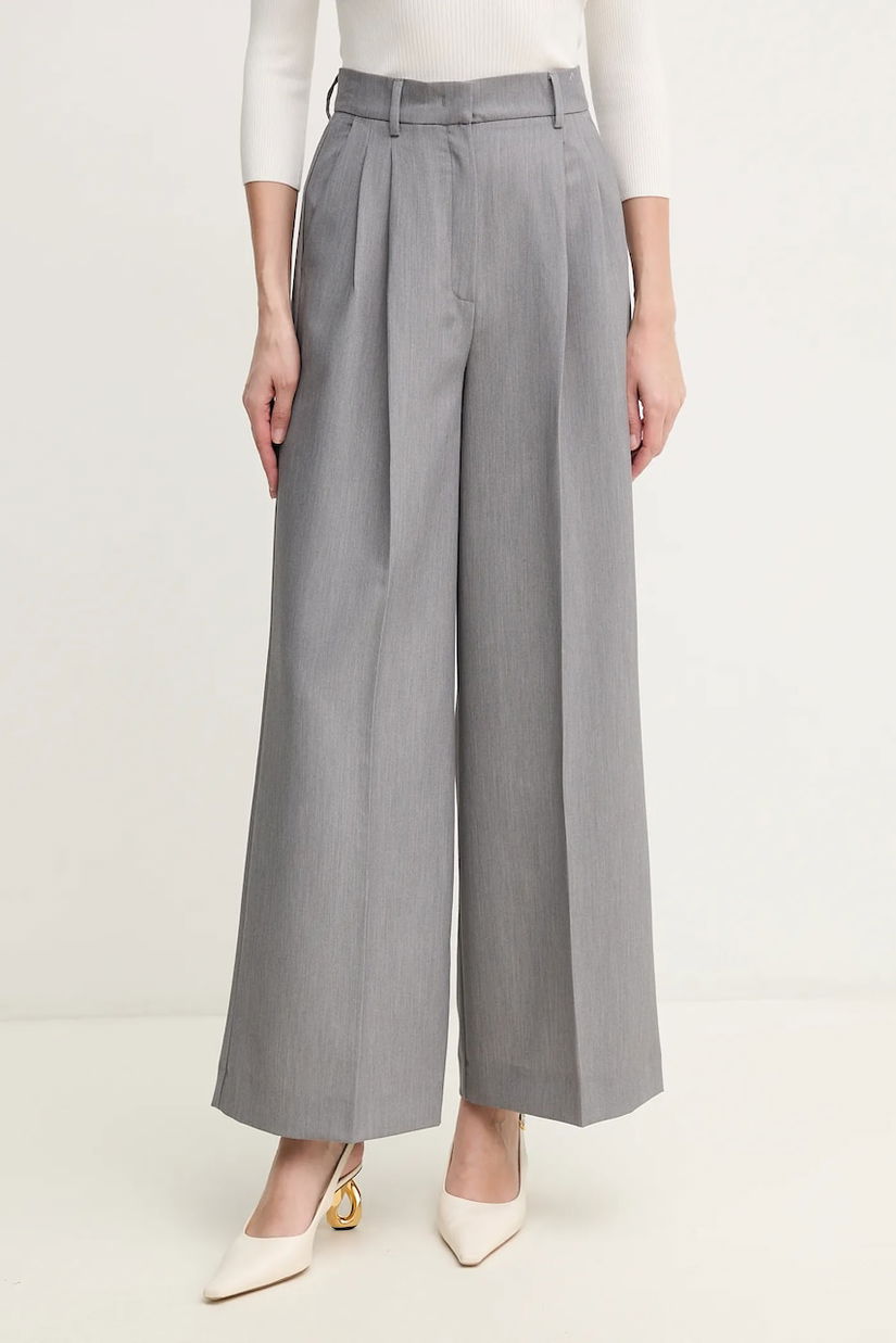 Marella pantaloni Emme by Marella femei, culoarea gri, drept, high waist, 2515131261200