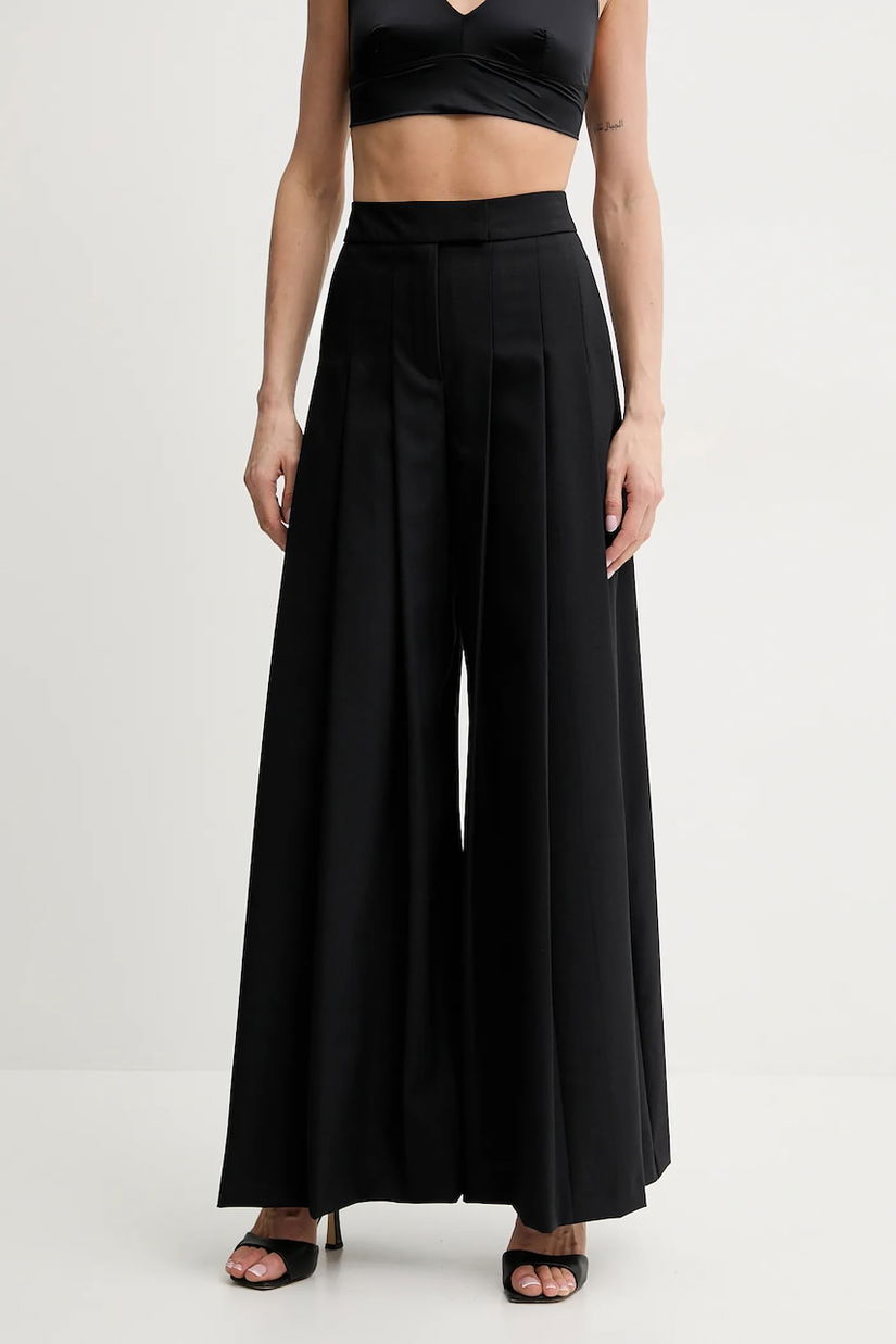 Karl Lagerfeld pantaloni femei, culoarea negru, lat, medium waist, A2W10106