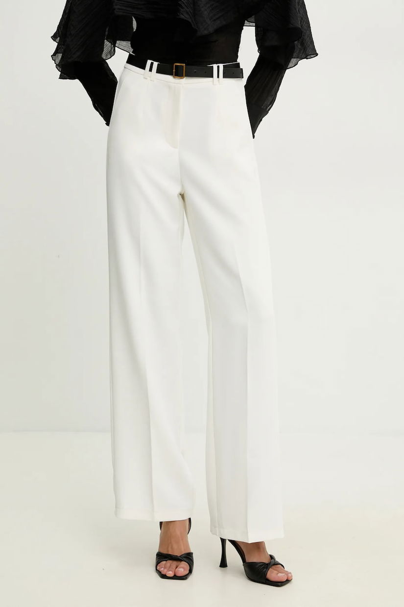 Answear Lab pantaloni femei, culoarea alb, drept, high waist