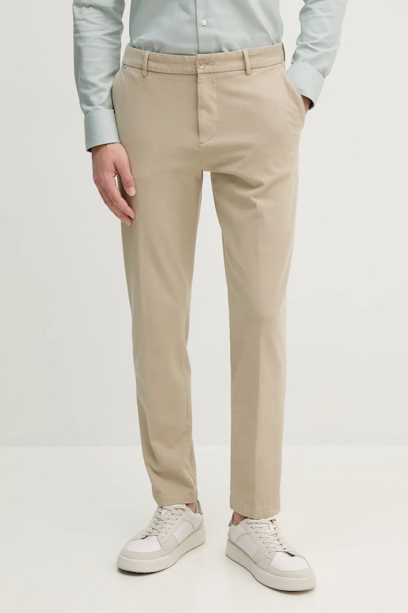 BOSS pantaloni barbati, culoarea bej, drept, 50534870