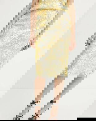 ERMANNO Firenze fustă culoarea galben, midi, creion, 56TO008EZ0