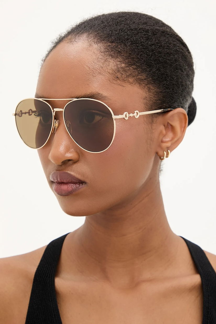 Gucci ochelari de soare femei, culoarea auriu, GG1698S