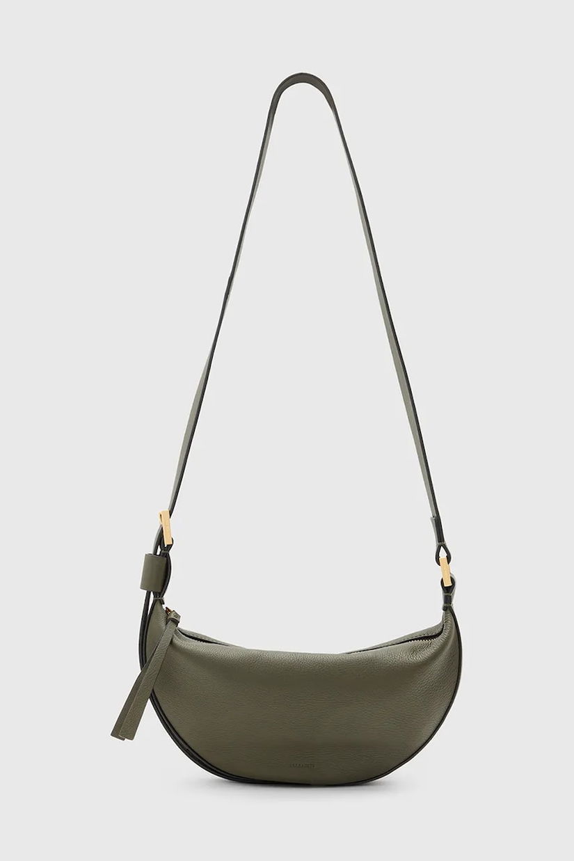 AllSaints poseta de piele HALF MOON culoarea verde, W301XB