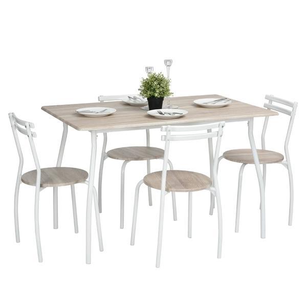Set masa Vega cu 4 scaune, natur, 120x80x76 cm