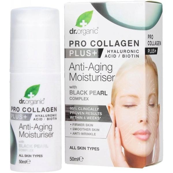 Crema de fata hidratanta anti-imbatranire cu perle negre Dr Organic Pro Colagen Plus 50 ml