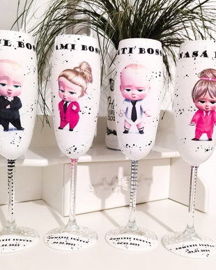 Pahare pentru botez/mot cu tema baby boss