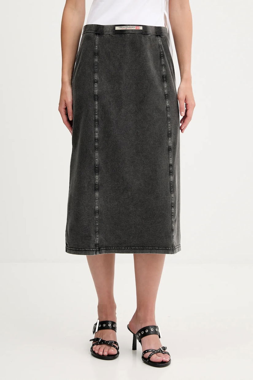 Diesel fustă O-ALLEGRA SKIRT culoarea negru, midi, drept, A16596.0NJBJ