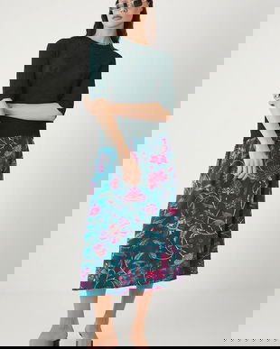 Medicine fustă culoarea verde, maxi, evazați