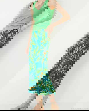 Medicine fusta culoarea verde, maxi, evazati